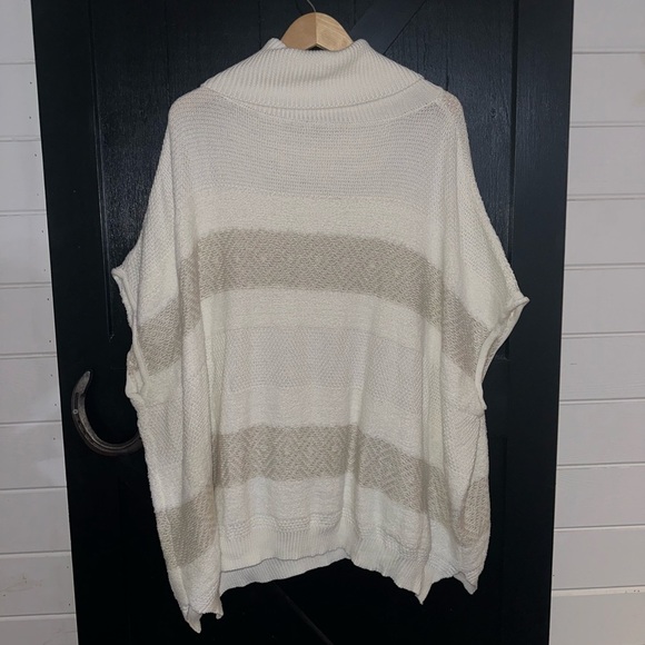 Soft Surroundings Meribel Striped Cowl Neck Poncho Sweater Soft Cozy Oversized - Picture 7 of 11